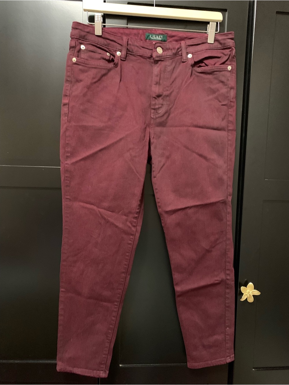 Ralph Lauren Women’s Jeans Deep Burgundy ankle skinny premier classic old money